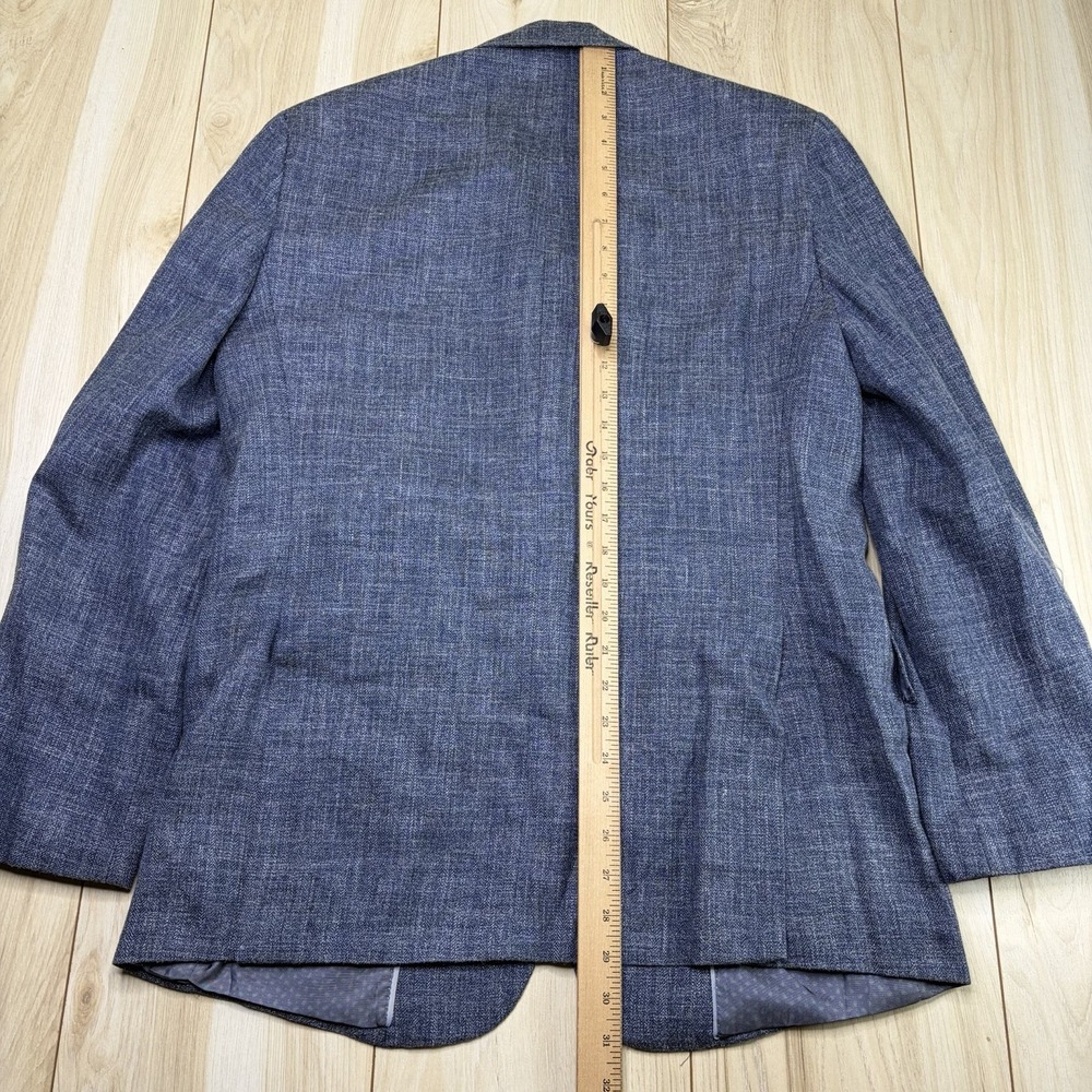 Joseph Abboud Indigo Blue E.THOMAS Wool Silk Linen Chambray Blue Blazer Mens 40R - Picture 10 of 11